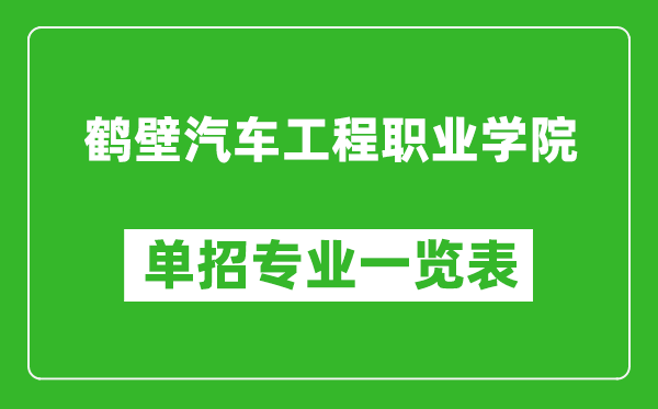 鶴壁汽車工程職業(yè)學(xué)院單招專業(yè)一覽表