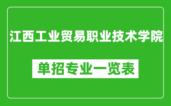 江西工業(yè)貿易職業(yè)技術學院單招專業(yè)一覽表