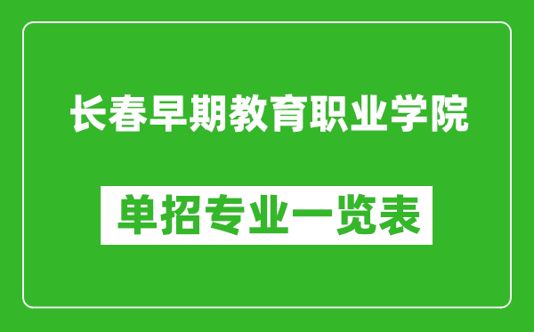 長春早期教育職業(yè)學(xué)院單招專業(yè)一覽表