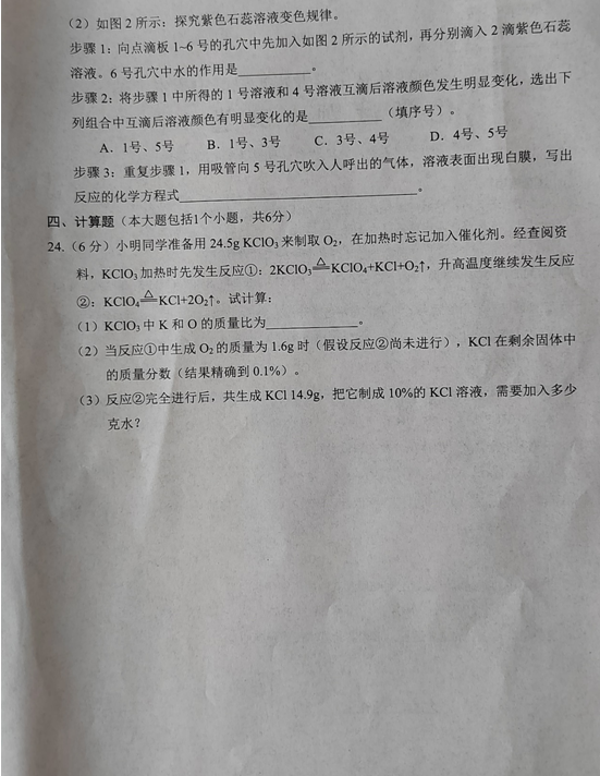 2024年重慶中考化學(xué)試卷真題及答案解析