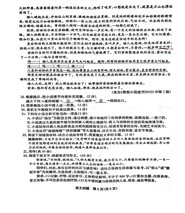 2024年棗莊中考語(yǔ)文試卷真題及答案解析
