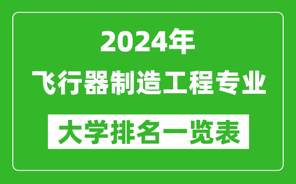 2024年全國(guó)飛行器制造工程專業(yè)大學(xué)排名一覽表