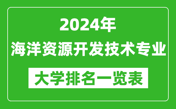 2024年全國海洋資源開發(fā)技術(shù)專業(yè)大學排名一覽表