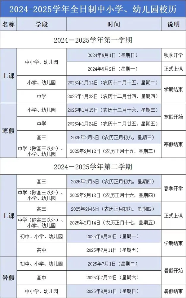 2025年福州中小學寒假放假時間表,福州寒假多少天?