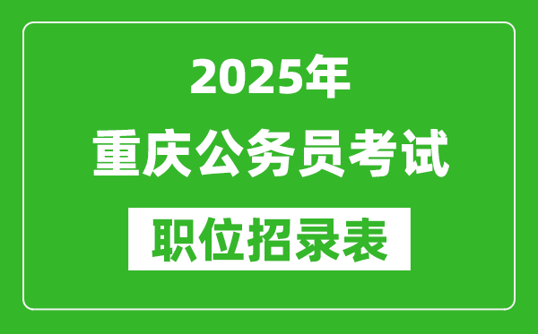 2025年重慶公務員考試職位表匯總,省考崗位招錄表