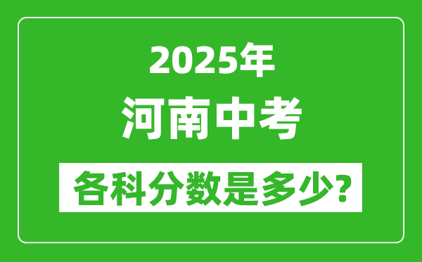 2025河南中考科目及各科分?jǐn)?shù)是多少？