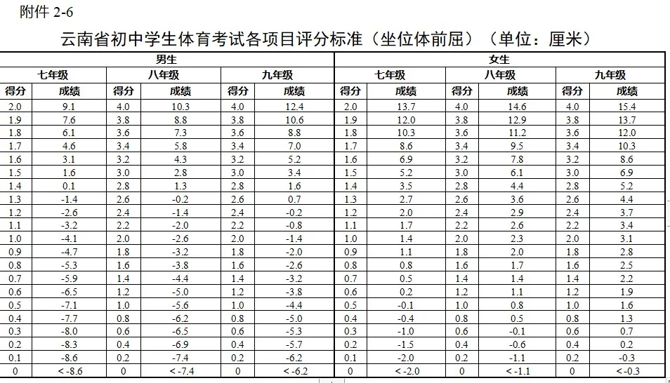 2025年云南省中考體育考試項(xiàng)目及評分標(biāo)準(zhǔn)(最新)