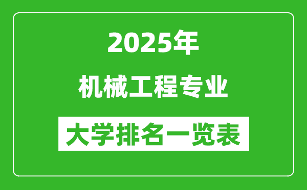全國機械工程專業(yè)最好的大學排名一覽表(2025最新)
