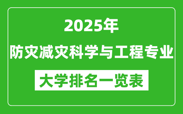 全國(guó)防災(zāi)減災(zāi)科學(xué)與工程專(zhuān)業(yè)最好的大學(xué)排名一覽表(2025最新)