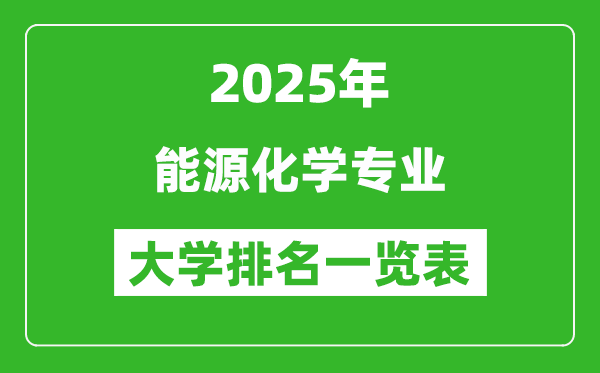 全國能源化學(xué)專業(yè)最好的大學(xué)排名一覽表(2025最新)