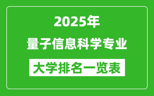 全國量子信息科學(xué)專業(yè)最好的大學(xué)排名一覽表(2025最新)