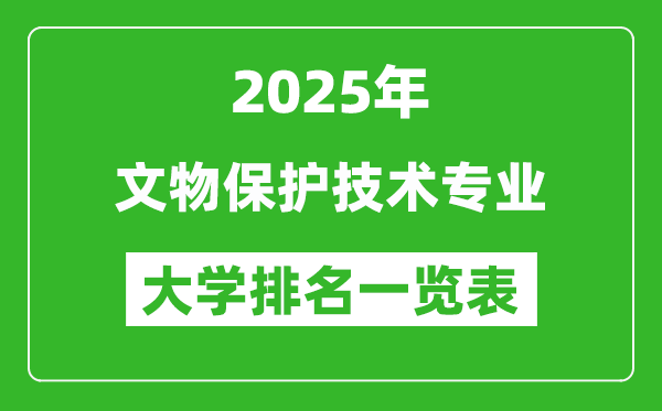全國文物保護技術(shù)專業(yè)最好的大學(xué)排名一覽表(2025最新)