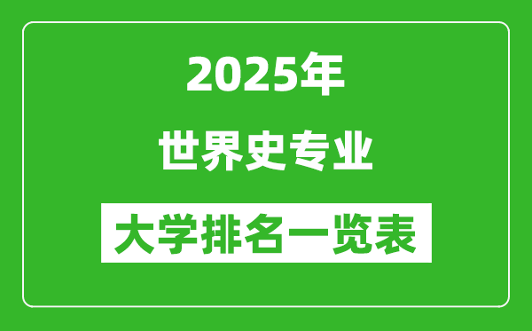 全國世界史專業(yè)最好的大學(xué)排名一覽表(2025最新)