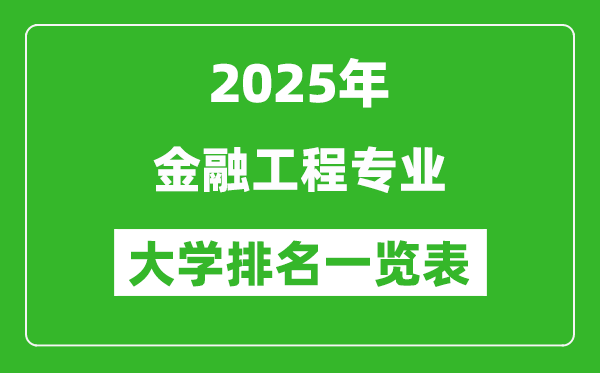 全國金融工程專業(yè)最好的大學排名一覽表(2025最新)