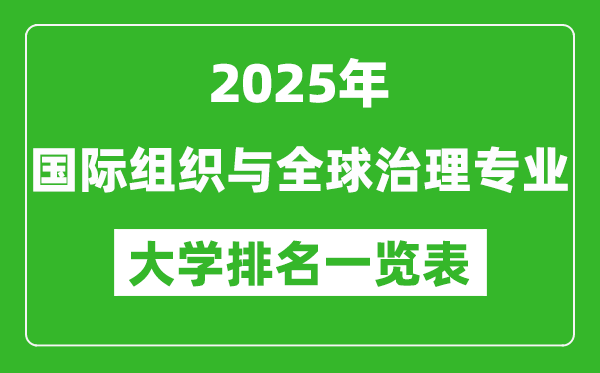 全國(guó)國(guó)際組織與全球治理專業(yè)最好的大學(xué)排名一覽表(2025最新)