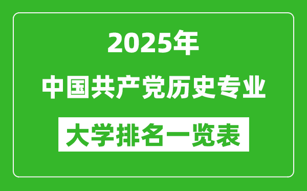 全國(guó)中國(guó)共產(chǎn)黨歷史專業(yè)最好的大學(xué)排名一覽表(2025最新)