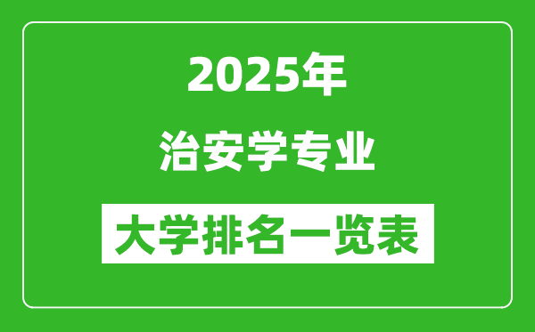 全國(guó)治安學(xué)專業(yè)最好的大學(xué)排名一覽表(2025最新)