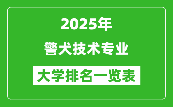 全國警犬技術(shù)專業(yè)最好的大學(xué)排名一覽表(2025最新)