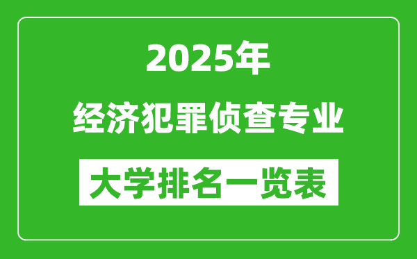 全國經(jīng)濟(jì)犯罪偵查專業(yè)最好的大學(xué)排名一覽表(2025最新)
