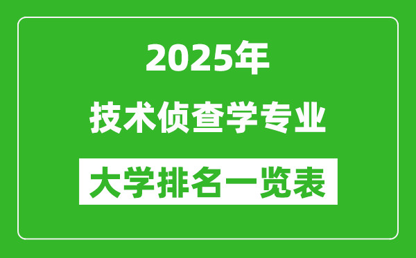 全國技術(shù)偵查學專業(yè)最好的大學排名一覽表(2025最新)