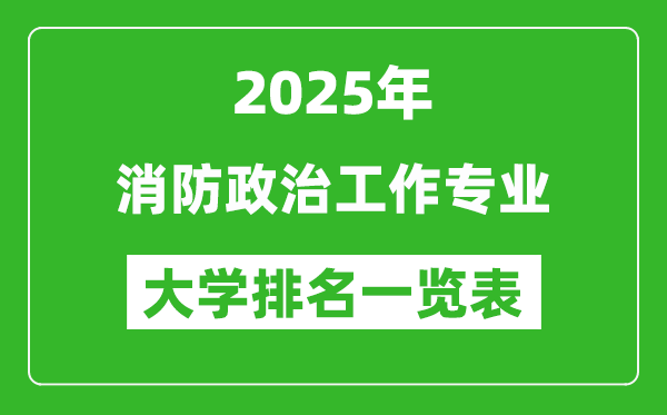 全國消防政治工作專業(yè)最好的大學(xué)排名一覽表(2025最新)