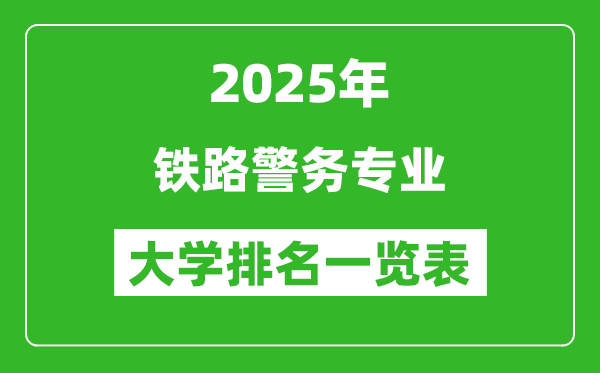全國鐵路警務(wù)專業(yè)最好的大學(xué)排名一覽表(2025最新)