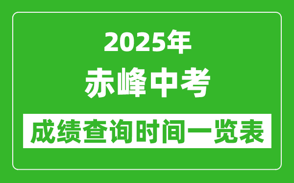 赤峰中考成績查詢時間2025年具體時間一覽表