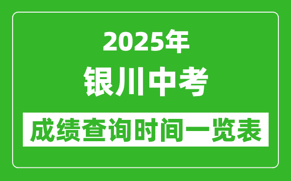 銀川中考成績查詢時間2025年具體時間一覽表