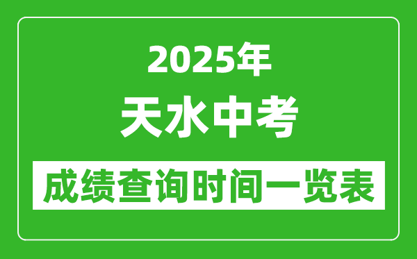 天水中考成績(jī)查詢時(shí)間2025年具體時(shí)間一覽表