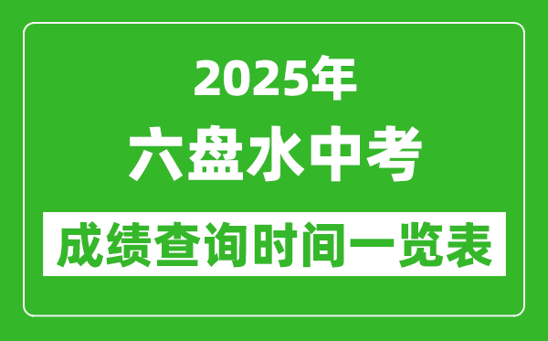 六盤水中考成績查詢時間2025年具體時間一覽表