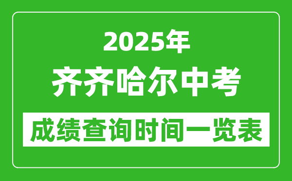 齊齊哈爾中考成績查詢時間2025年具體時間一覽表