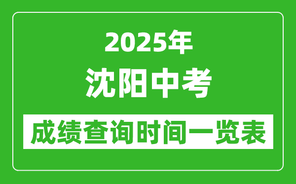 沈陽中考成績查詢時間2025年具體時間一覽表