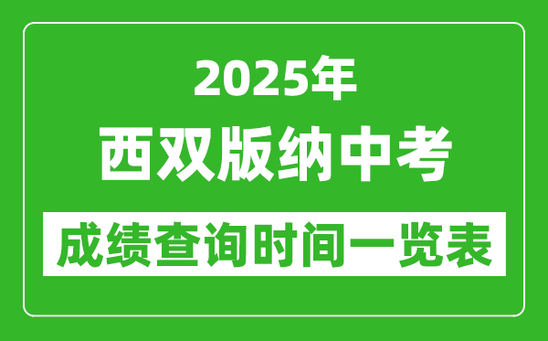 西雙版納中考成績查詢時間2025年具體時間一覽表