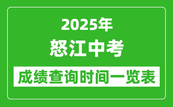 怒江中考成績查詢時間2025年具體時間一覽表
