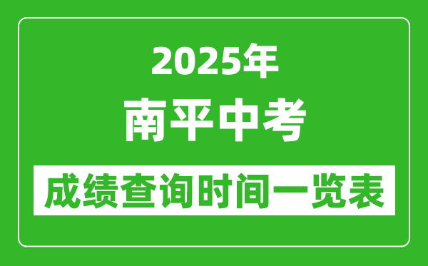 南平中考成績(jī)查詢時(shí)間2025年具體時(shí)間一覽表