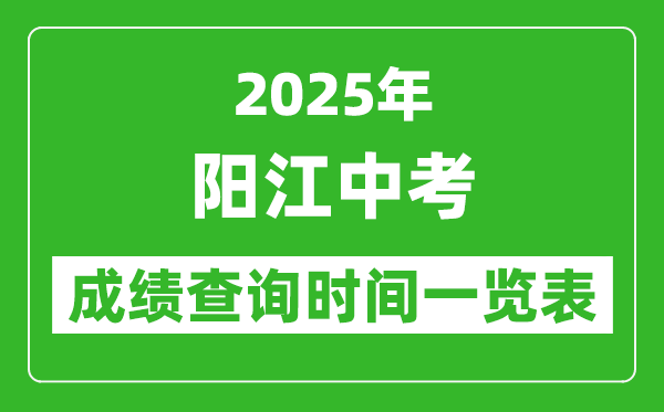 陽江中考成績查詢時間2025年具體時間一覽表
