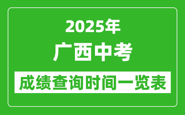 2025年廣西各市中考成績(jī)查詢時(shí)間一覽表
