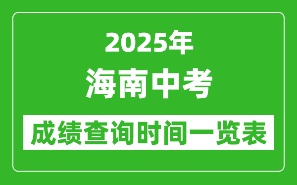 2025年海南各市中考成績查詢時(shí)間一覽表