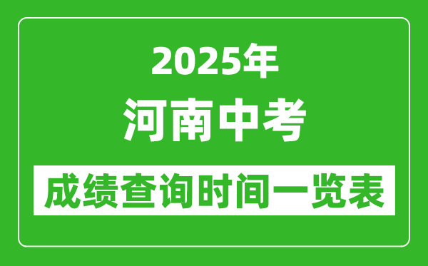 2025年河南各市中考成績(jī)查詢時(shí)間一覽表