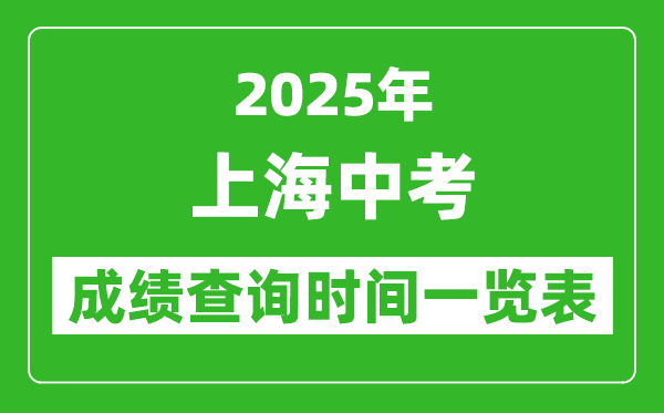 2025年上海中考成績查詢時間一覽表