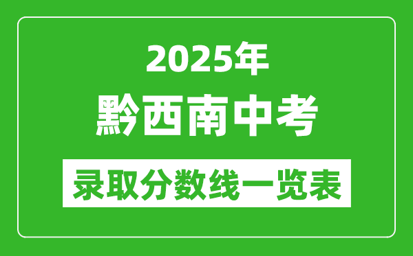 2025年黔西南中考錄取分?jǐn)?shù)線一覽表(含歷年分?jǐn)?shù)線)