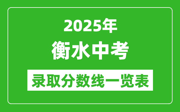 2025年衡水中考錄取分?jǐn)?shù)線一覽表(含歷年分?jǐn)?shù)線)