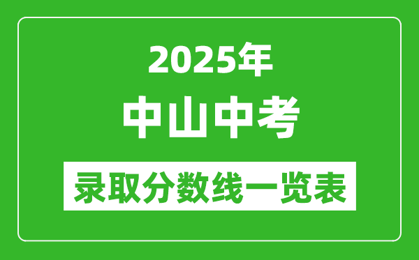 2025年中山中考錄取分數線一覽表(含歷年分數線)