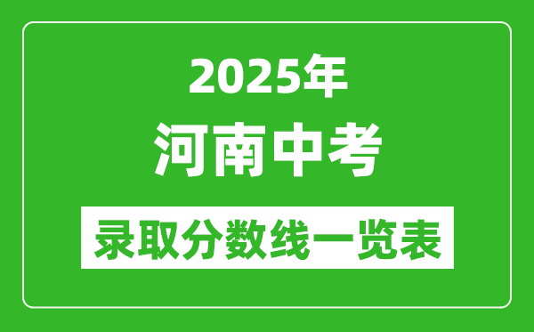 2025河南省各市中考錄取分?jǐn)?shù)線一覽表(17市完整版)
