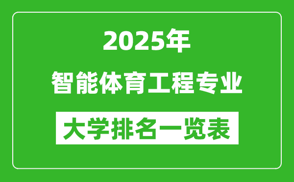 全國(guó)智能體育工程專業(yè)最好的大學(xué)排名一覽表(2025最新)