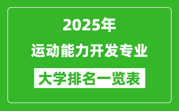全國運(yùn)動(dòng)能力開發(fā)專業(yè)最好的大學(xué)排名一覽表(2025最新)