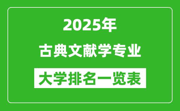 全國古典文獻(xiàn)學(xué)專業(yè)最好的大學(xué)排名一覽表(2025最新)