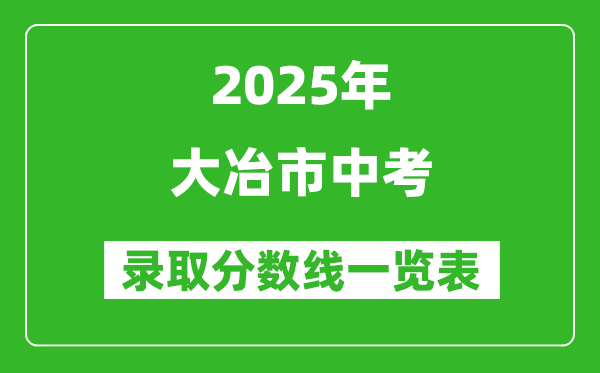 2025年大冶市中考錄取分?jǐn)?shù)線一覽表(含歷年分?jǐn)?shù)線)