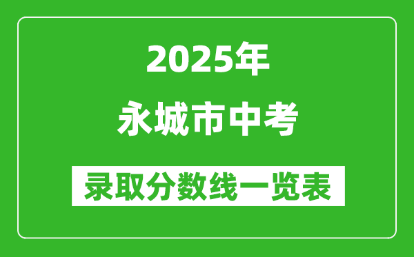 2025年永城市中考錄取分?jǐn)?shù)線一覽表(含歷年分?jǐn)?shù)線)