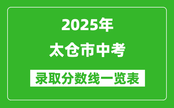 2025年太倉市中考錄取分數(shù)線一覽表(含歷年分數(shù)線)